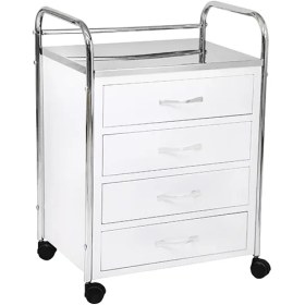 تصویر ترالی پانسمان چهار کشو رویه استیل 