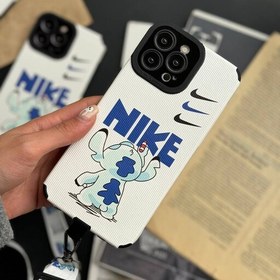 تصویر قاب گوشی جوبایل آیفون مدل stitch nike به همراه بند هدیه و کاور ایرپاد stitch (کاور ایرپاد بصورت جداگانه به فروش میرسد) 