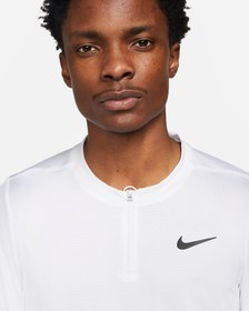 تصویر تی شرت نیم زیپ تنیس مردانه نایک NikeCourt Dri-FIT Advantage-سفید 