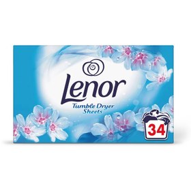 تصویر دستمال خوشبو کننده لباس با رایحه بهاری لنور Lenor مدل Tumble Dryer Sheets بسته 34 عددی 