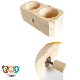 تصویر دانخوری پرنده شهرپت دوقلو چوبی Shahrpet Wooden Bird Food Bowl