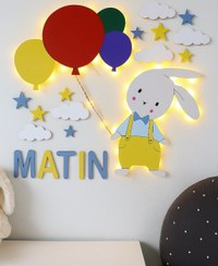 تصویر چراغ خواب کودک خرگوش و بادکنک فانتزی 