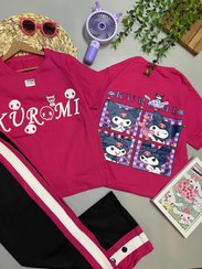 تصویر ست پوشاک دخترانه کرومی رنگ آبی و سرخابی 