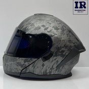 تصویر کلاه کاسکت فک متحرک ارزان Lavous لاوس طوسی مشکی فانتزی 