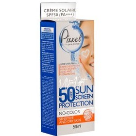 تصویر کرم ضد آفتاب پیکسل پوست خشک و حساس 50 میل SPF50 بدون رنگ Pixxel Sun Screen No Color For Sensitive And Dry Skin 50ml