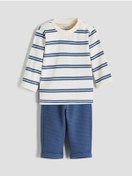 تصویر ست سویشرت و شلوار پسرانه نوزاد LC Waikiki یقه بایکره خط دار | LC Waikiki | 969547392 | اورجینال 