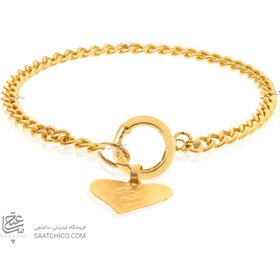 تصویر دستبند طلا طرح زنجیر کارتیر با آویز قلب چکشی کد CB433 