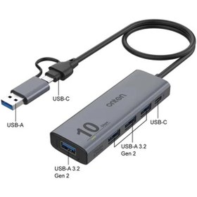 تصویر هاب 4 پورت USB-A و Type-C اونتن مدل UCA611 با 4 پورت USB-A دارای پورت Type-C تامین برق 