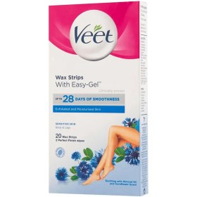 تصویر نوار موبر ویت مناسب پوست حساس بسته بندی 20 عددی easy gel wax strips body legs 20pcs for sensitive skin