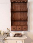 تصویر شلف دکوراتیو چوبی ۳ کشو (چوب روس) - سفید 