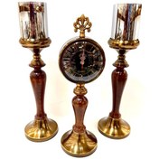 تصویر ست ساعت و شمعدان چوبی فلزی آنتیک 1425/1403 