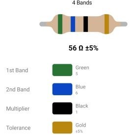تصویر RESISTOR 1W 56R %5 – مقاومت ۱ وات ۵۶ اهم ۵% کربنی 