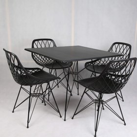 تصویر میز و صندلی ناهارخوری چهار نفره؛ مدل الماس فایبرگلاس پایه فلزی + میز پایه فلزی - صفحه 