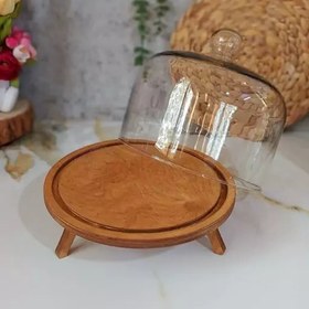 تصویر کاپ کیک شیشه ای پایه چوبی قطر 30 