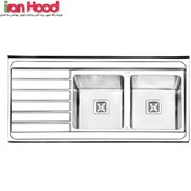 تصویر سینک ظرفشویی پرنیان مدل PS1114 روکار ۲ لگن استیل 