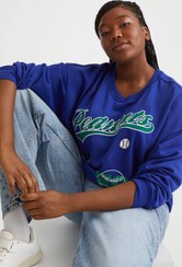 تصویر پلیور زنانه آبی اچ اند ام 1107502001 ا H&M+ Baskılı Sweatshirt H&M+ Baskılı Sweatshirt