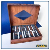 تصویر ست 12 عددی چاقو و چنگال زنجان به همراه جعبه مدل لوزی 