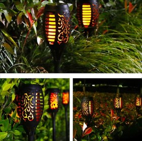 تصویر چراغ خورشیدی باغچه طرح شعله SOLAR LED FLAME GARDEN LIGHT