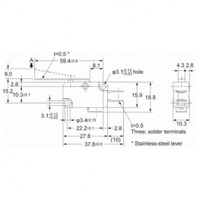 تصویر میکروسوئیچ 15A 250VAC اهرم دار 53mm مدل V-153-1C25 