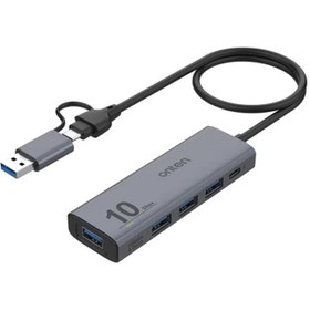 تصویر هاب 4 پورت USB-A و Type-C اونتن مدل UCA611 با 4 پورت USB-A دارای پورت Type-C تامین برق 