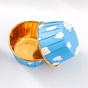 تصویر کپسول کاپ کیک آلومینیومی گلدار - آبی گلدار 