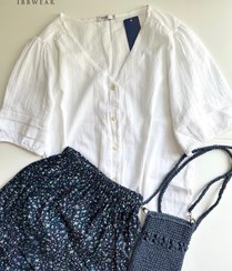 تصویر شومیز سفید آستین کوتاه 