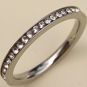 تصویر انگشتر رینگ زنانه استیل حلقه نگین اتمی دو رنگ طلایی سیلور کد15-1002 Silver jewelry ring for girls and women