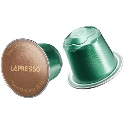 تصویر کپسول آلومینیومی قهوه 10 عددی لپرسو LePresso برای نسپرسو صد درصد عربیکا برزیل | 100% LePresso Brazil Single Origin Arabica 