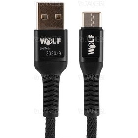 تصویر کابل شارژ و انتقال داده تایپ سی Wolf Type-C Cable 1m 