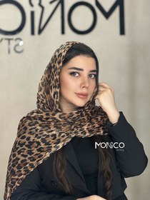 تصویر شال پلنگی کرم چروک وارداتی کد2595 