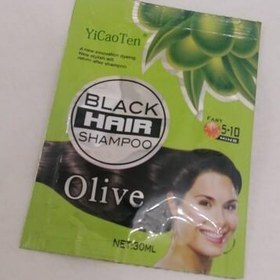 تصویر شامپو رنگ مشکی زیتون Yicaoten olive 