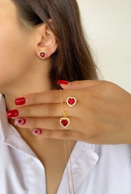 تصویر نیمست جواهری طرح قلبی برند ژوپینگ Xuping heartshape set