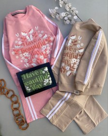 تصویر ست دورس و شلوار دخترانه مناسب ۲ تا ۱۰ سال طرح گل 