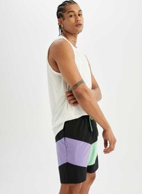 تصویر DeFactoFit Regular Fit Baskılı Esnek Dokulu Kısa Boy Deniz Şortu B5998AX24HS 