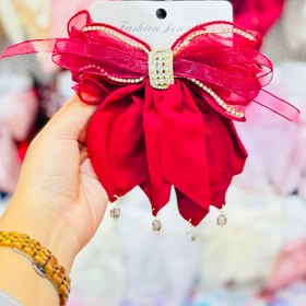 تصویر پاپیون توری نگینی - مشکی 