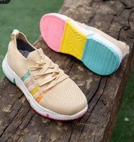 تصویر کفش اسپرت اسکیچرز جورابی زنانه رنگین کمان Rainbow skechers Rainbow skechers