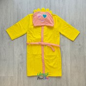 تصویر حوله پالتویی بچگانه طرح خورشید – زرد صورتی حوله پالتویی بچگانه