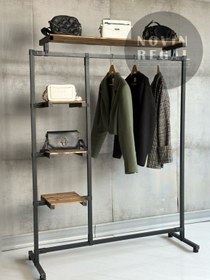 تصویر رگال لباس پایه تک طبقاتی بالا چوب - مشکی 