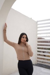 تصویر کراپ فینگری تمام زیپ سایز فری ۳۸ الی ۴۶ رنگ کرم 