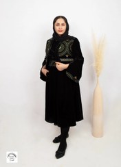 تصویر کت کراپ مجلسی، جنس مخمل سوزندوزی وسارافون مخمل فری سایز 40 طرح خاطره - سبز 