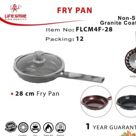 تصویر تابه گرانیتی لایف اسمایل مدل FLCM4F 28 ا LIFE SMILE FLCM4F-28 Non-stick Frying Pan LIFE SMILE FLCM4F-28 Non-stick Frying Pan