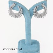 تصویر گوشواره زنانه طرح جواهر نقره ای شیک 