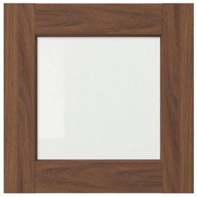 تصویر درب کابینت شیشه ای ایکیا مدل ENKOPING اندازه 40×40 سانتیمتر روکش گردویی 