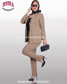 تصویر کت شلوار فاستونی ترک شیک کرم نسکافه ای کد 121 - 40 / شلوار 36 