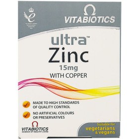 تصویر قرص اولترا زینک 15 میلی گرم ویتابیوتیکس 60 عددی Vitabiotics Ultra Zinc 15 mg 60 Tablets