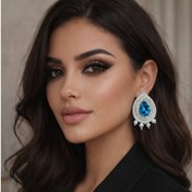 تصویر گوشواره جواهر دوزی مروارید دار پارمین 