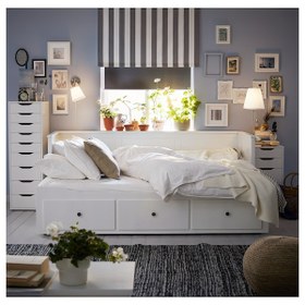 تصویر کاناپه تخت خوابشو 211×168 سفید ایکیا HEMNES 