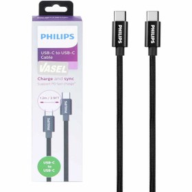 تصویر کابل شارژ سریع فیلیپس دوسر تایپ سی 1.2 متر DLC5533C Philips Fast Charge Cable USB-C to USB-C 1.2M DLC5533C