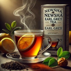 تصویر چای ارل گری نیوشا – عطر و طعمی خاص با رایحه‌ای دلنشین از برگاموت Newsha Earl Grey Tea – A Unique Blend with the Delightful Aroma of Bergamot