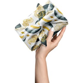 تصویر کاغذ کادو ترمه طراحان ایده مدل پترن ماه و زمین کد strm0246 